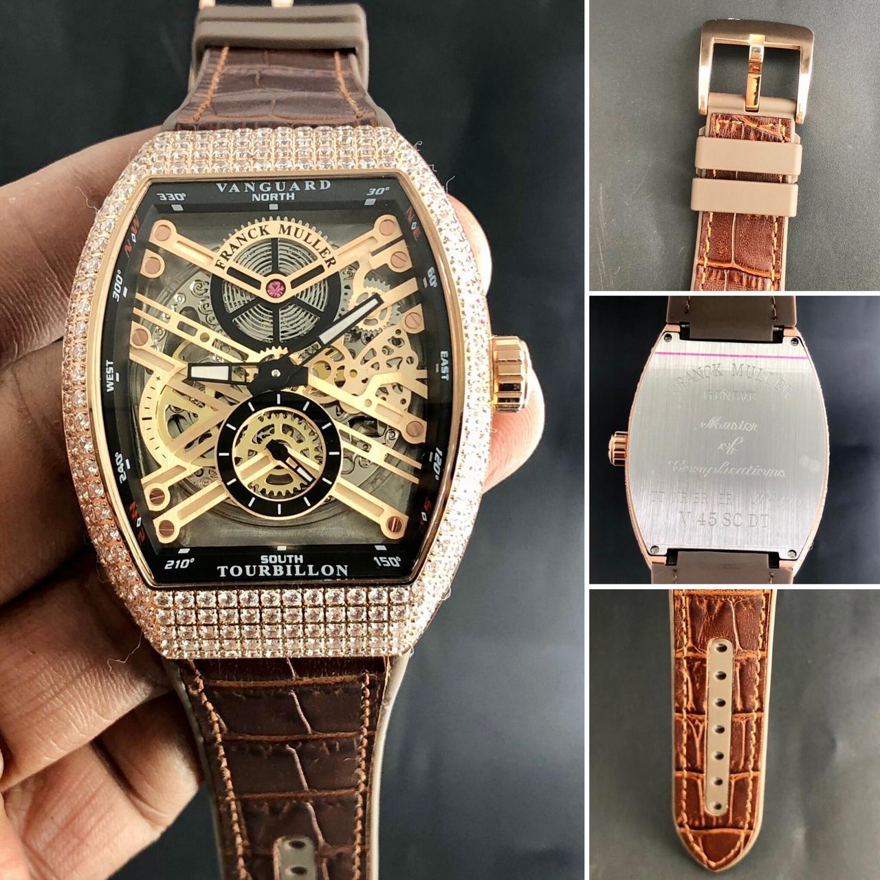 Franck Muller Geneve Gold Transparent Dial watch