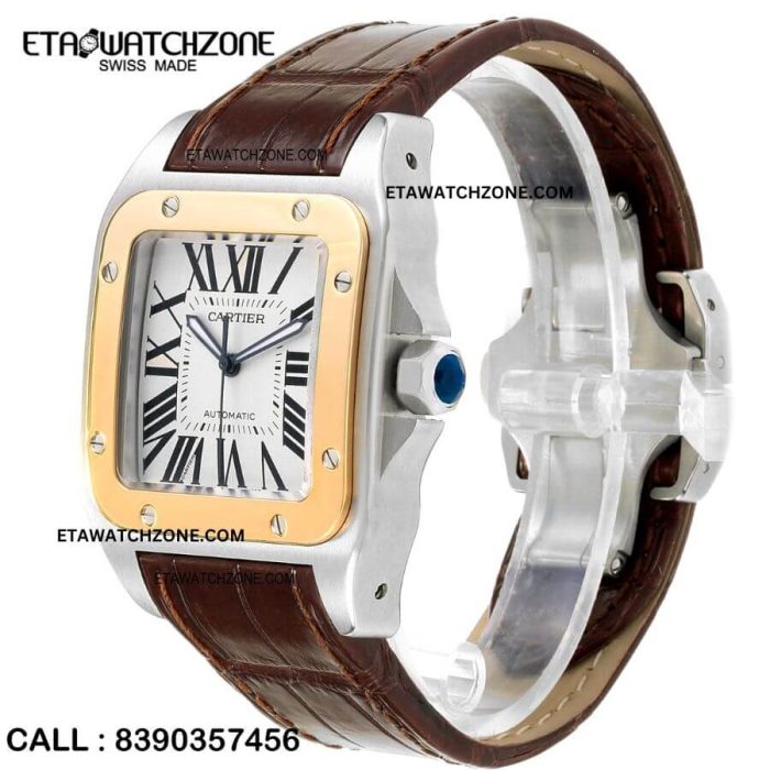 cartier-gold-bezel-brown-leather-strap-ETA-watch