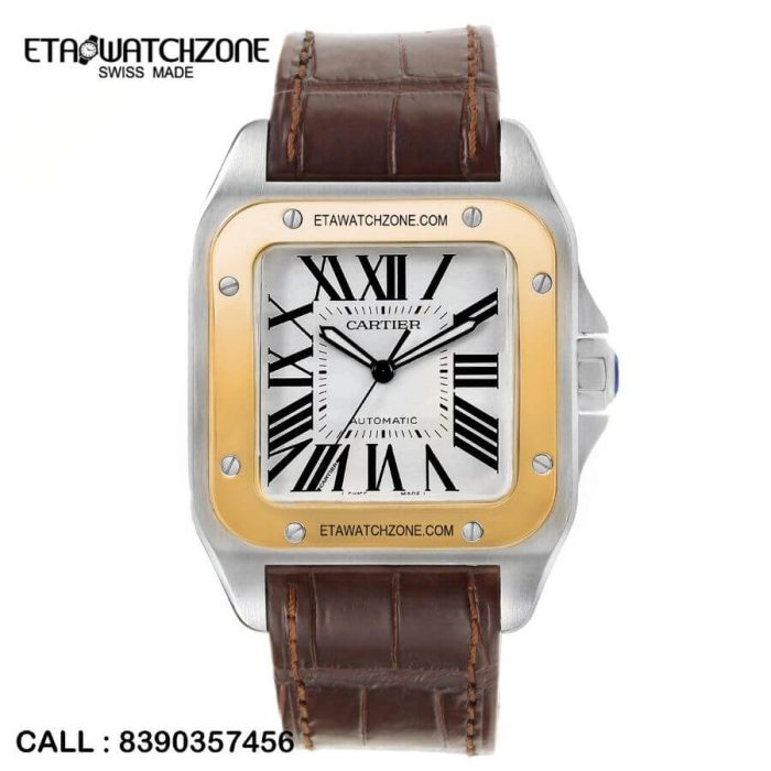 cartier-gold-bezel-brown-leather-strap-ETA-watch