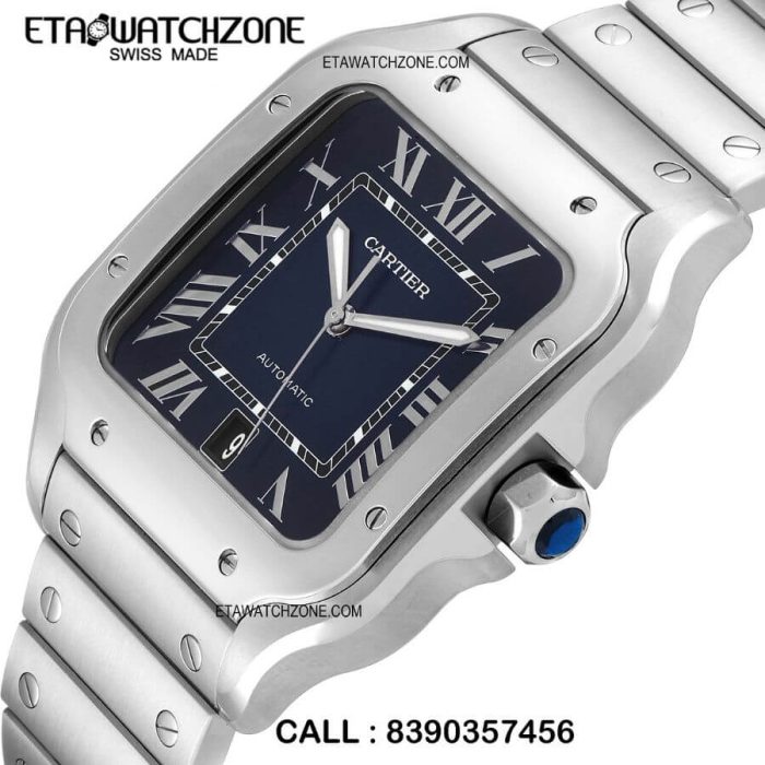 cartier-santos-blue-dial-solid-stainless-steel-ETA-watch