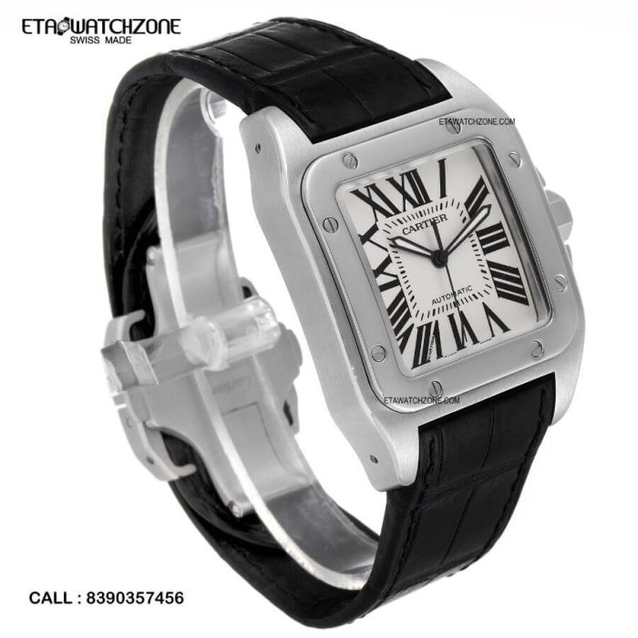 cartier-white-dial-black-leather-strap-ETA-watch