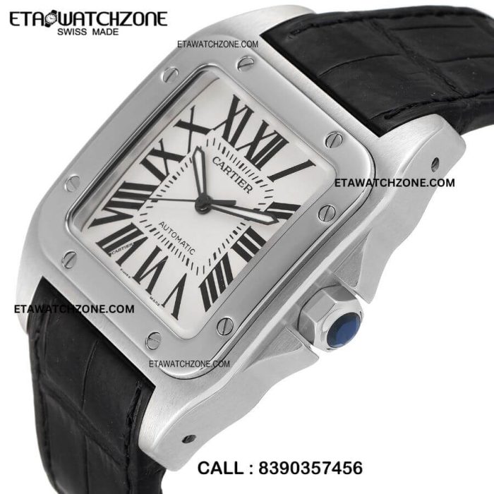 cartier-white-dial-black-leather-strap-ETA-watch