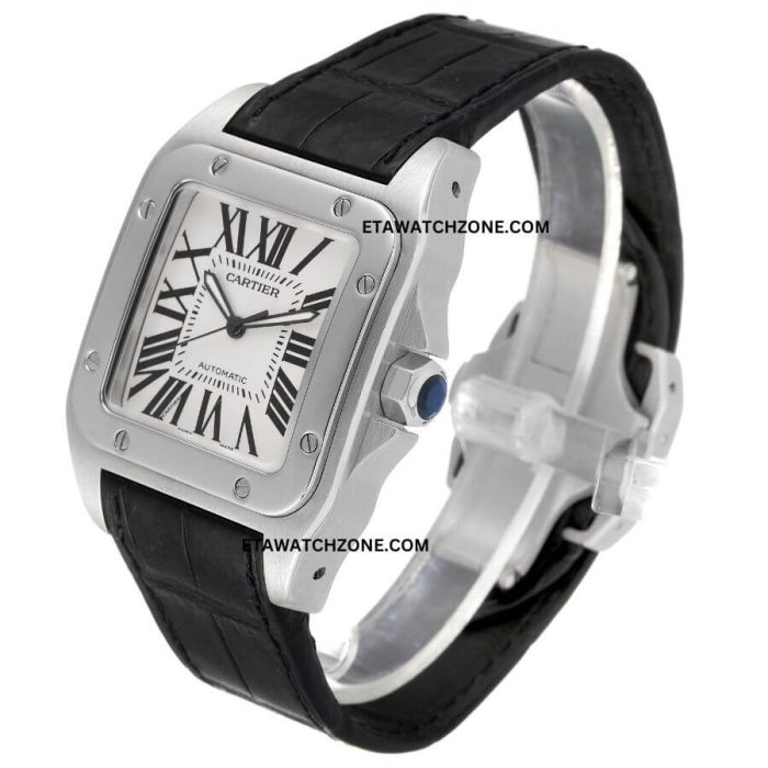 cartier-white-dial-black-leather-strap-ETA-watch